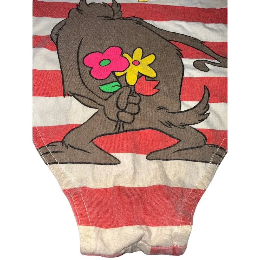 Vintage 1994 Looney Tunes Taz Striped Swimsuit Girls Size 7